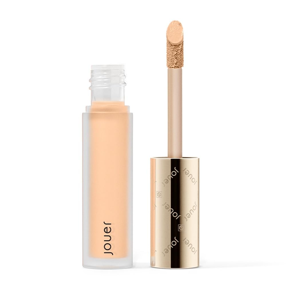 Jouer Essential High Coverage Liquid Concealer - Soft Matte Finish - Color Corrector for Spot Coverage, Under Eye Dark Circles and Contour, CremeBrulee
