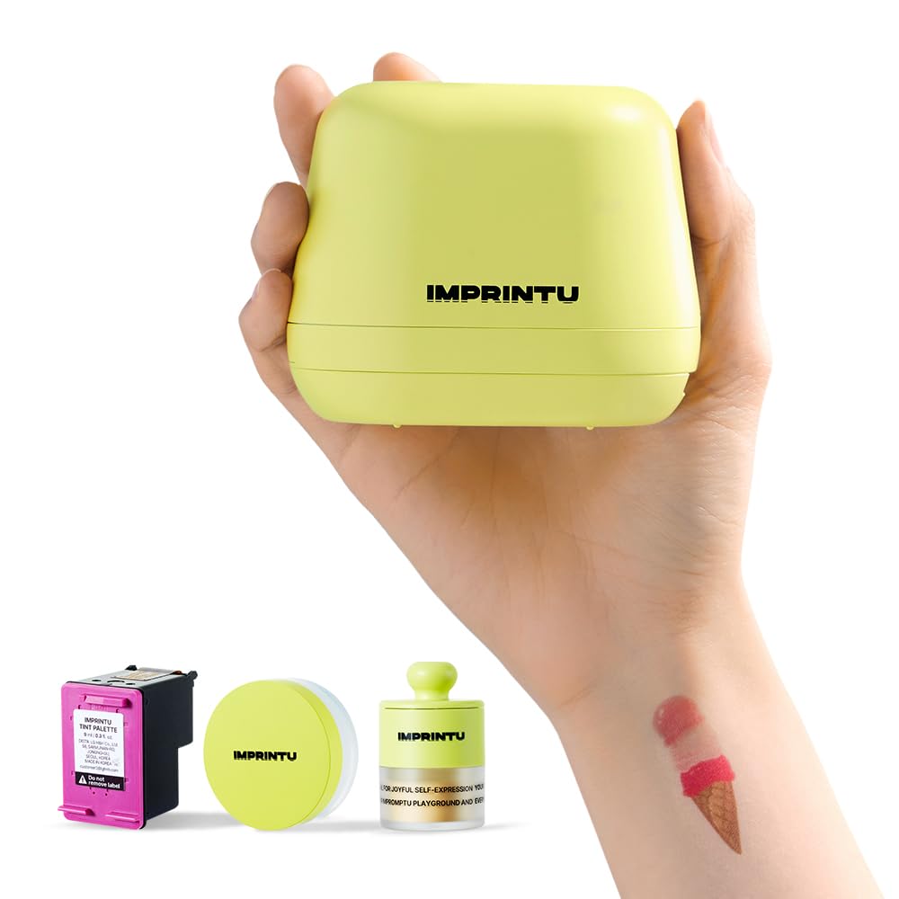 Temporary Tattoo Printer - Full Set, Mini Portable Compact Tattoo Device with 100% Cosmetic Full Color, Vegan Cruelty-Free Hypoallergenic, Custom Creative Tattoo Design with iOS/Android