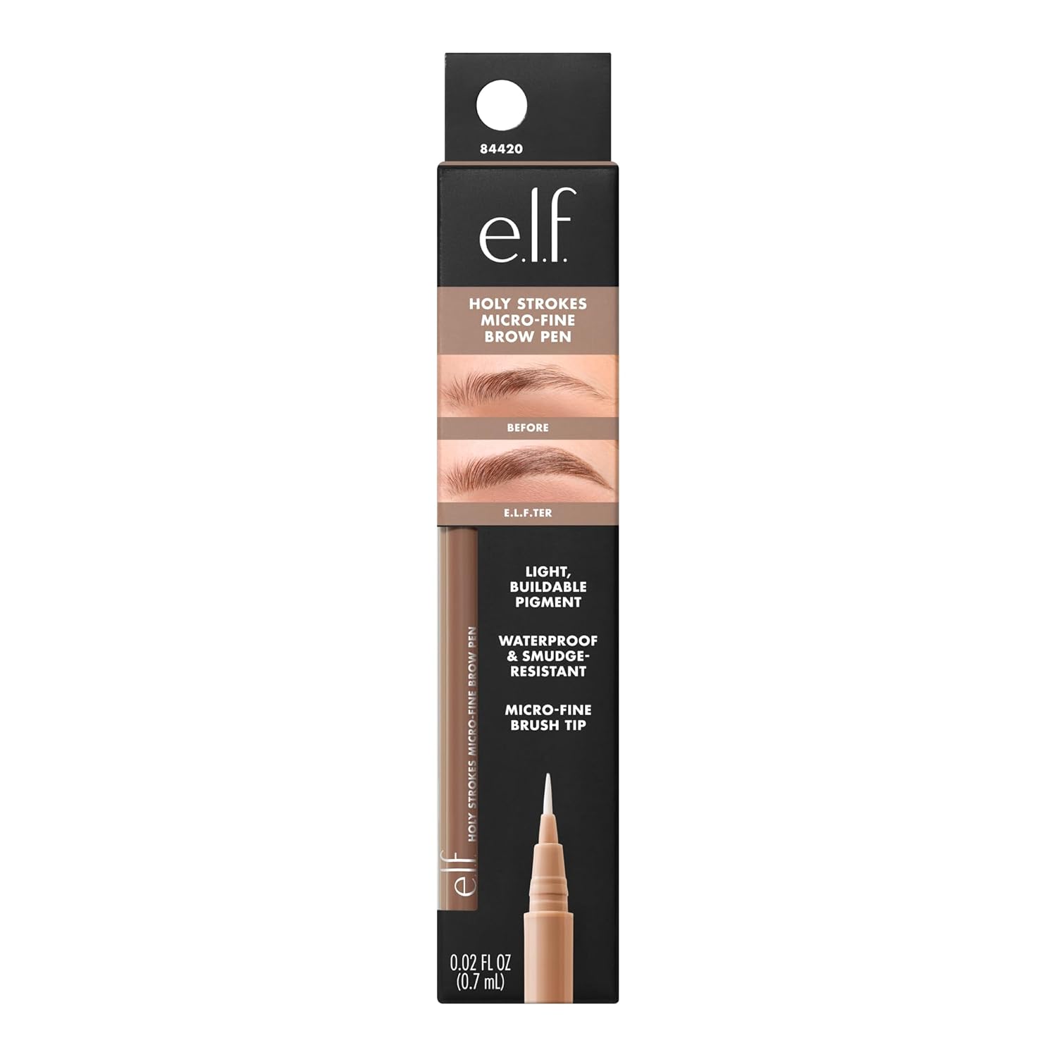 e.l.f. Holy Strokes Micro-Fine Brow Pen, Liquid Waterproof Eyebrow Makeup For Detailing & Adding Dimension, Vegan & Cruelty-Free, Blonde