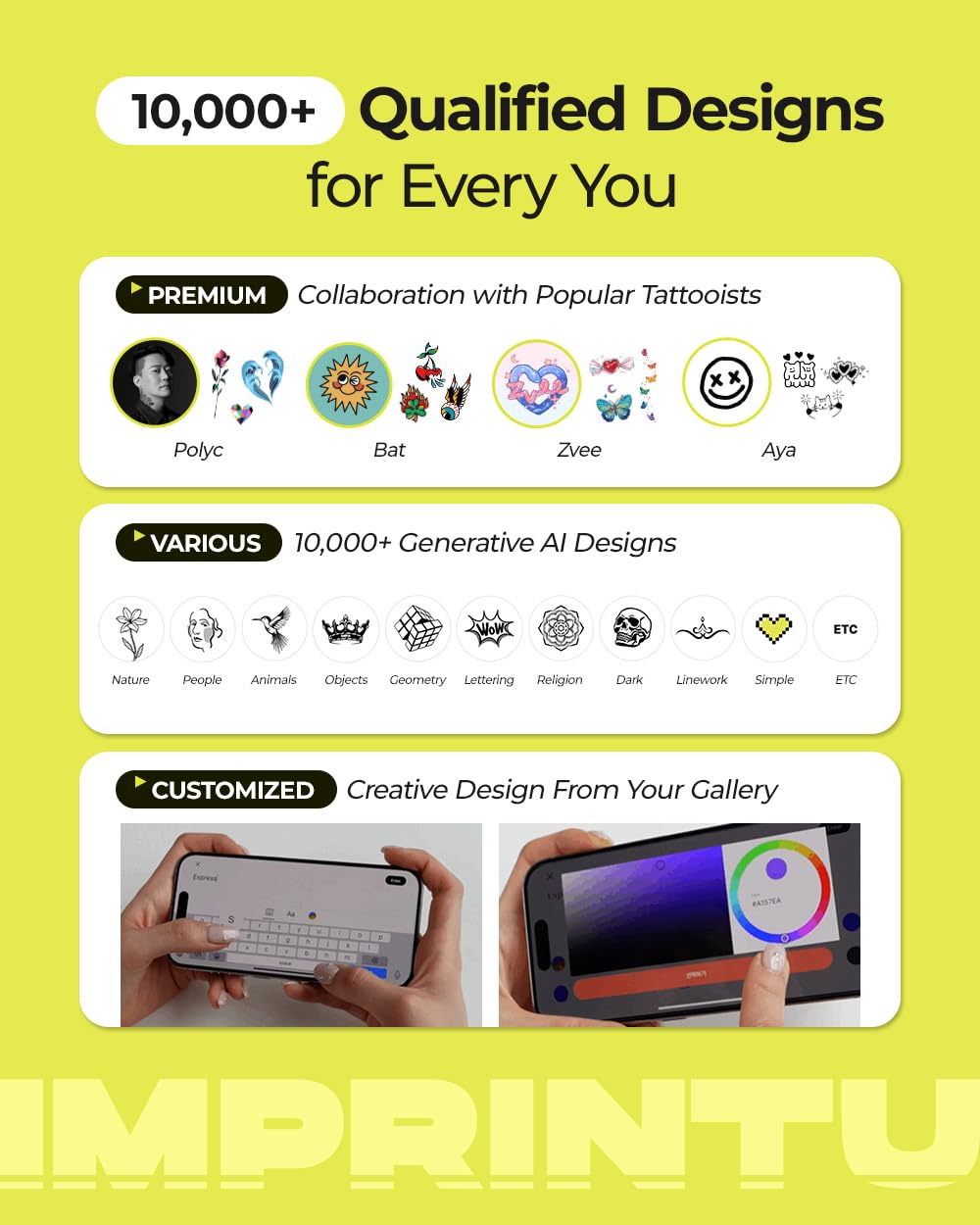 Temporary Tattoo Printer - Full Set, Mini Portable Compact Tattoo Device with 100% Cosmetic Full Color, Vegan Cruelty-Free Hypoallergenic, Custom Creative Tattoo Design with iOS/Android