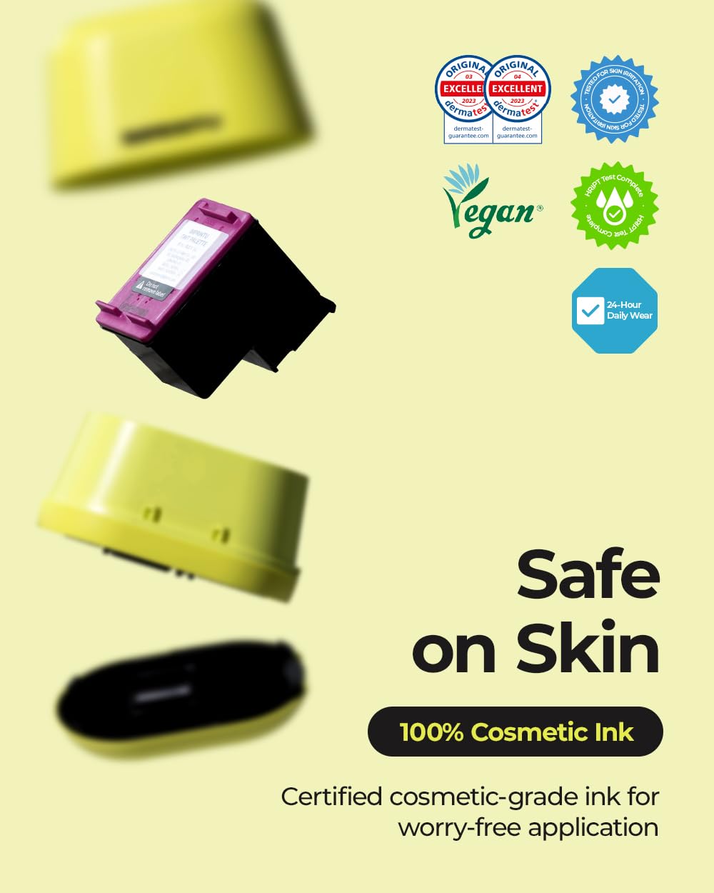 Temporary Tattoo Printer - Full Set, Mini Portable Compact Tattoo Device with 100% Cosmetic Full Color, Vegan Cruelty-Free Hypoallergenic, Custom Creative Tattoo Design with iOS/Android