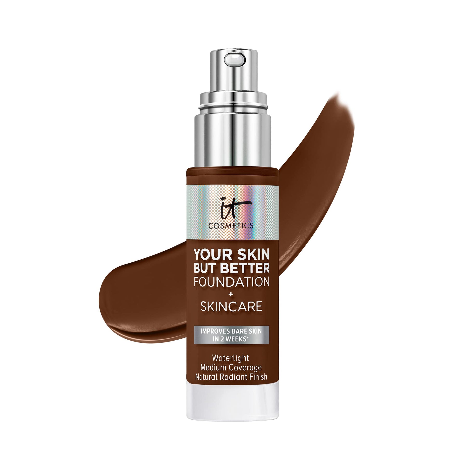 IT Cosmetics Your Skin But Better Foundation + Skincare - Hydrating Medium Buildable Coverage - Minimizes Pores & Imperfections - Natural Radiant Finish - With Hyaluronic Acid - 1.0 fl oz