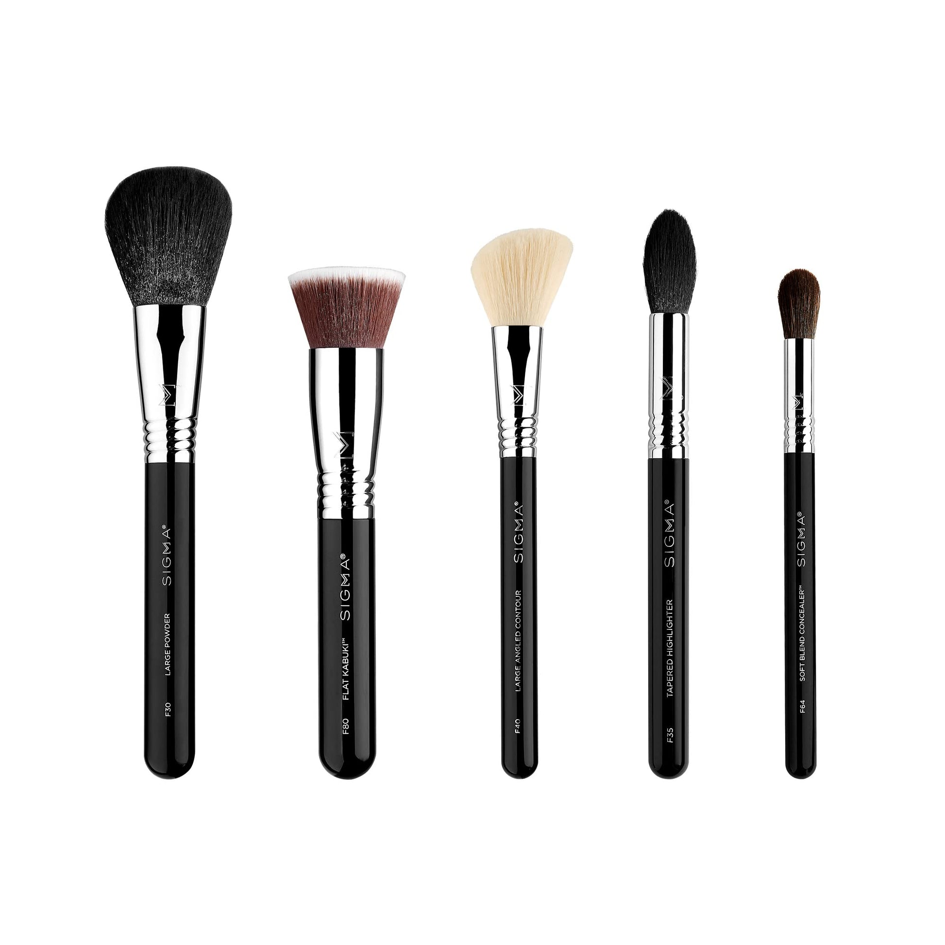 Sigma Beauty Essential Makeup Brushes Set – Professional Grade Makeup Brush Set with Premium Fibers and Sleek, Durable Handles for Face & Eyes, Includes 12 CK001 Black Makeup Brushes