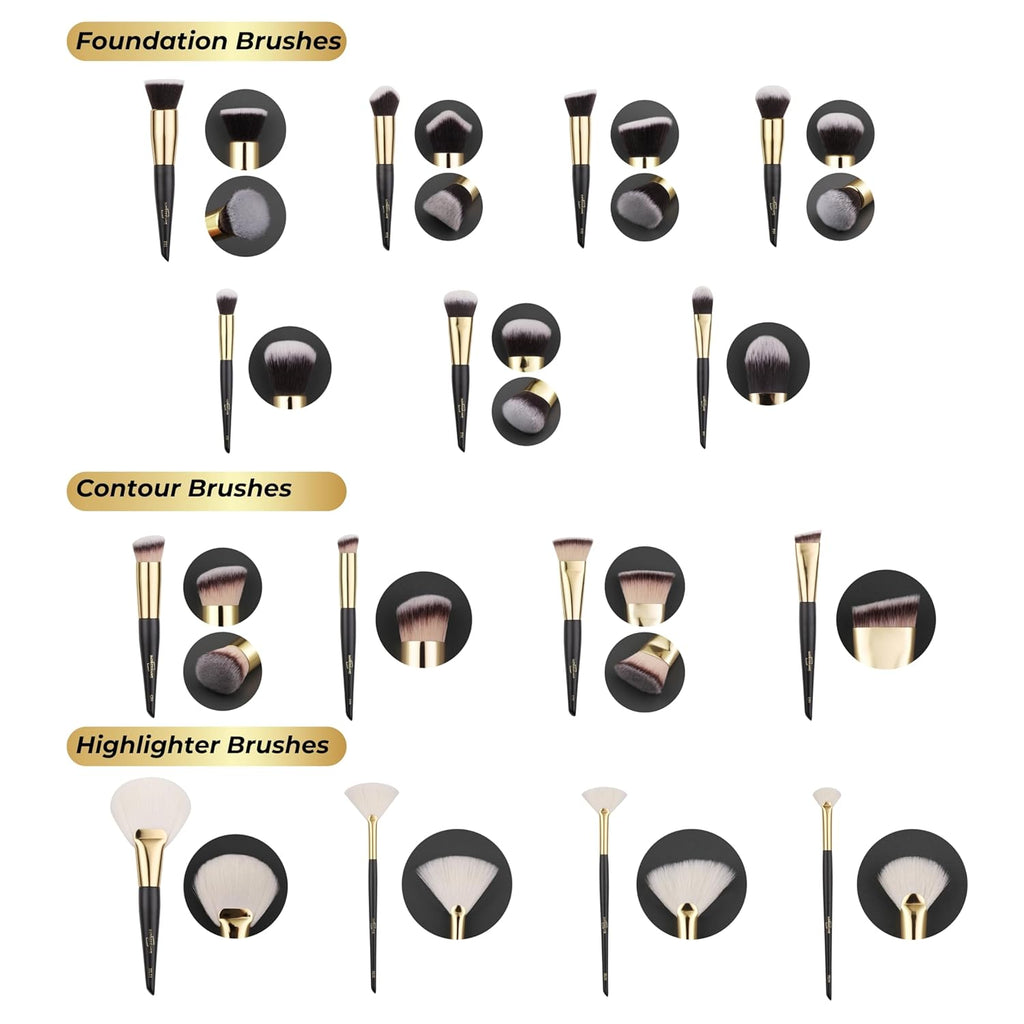 ImpressionZ 34Pcs Luxury Makeup Brush Set with Travel Bag – Cruelty-Free Synthetic & XGF Bristles for Foundation, Blending, Powder, Concealer, Eyeshadow & Blush | Professional Bliss Gift Set