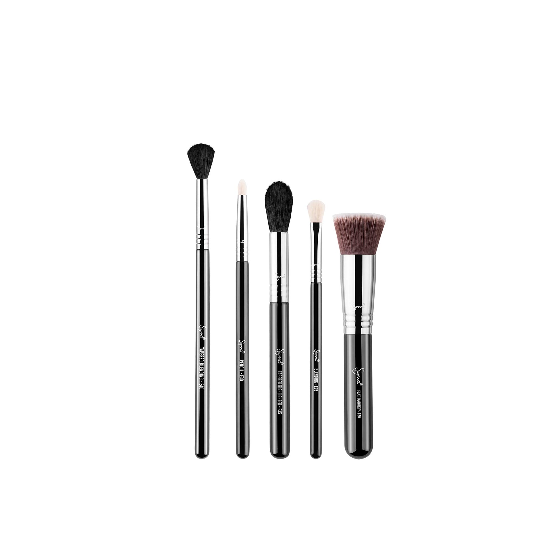 Sigma Beauty Essential Makeup Brushes Set – Professional Grade Makeup Brush Set with Premium Fibers and Sleek, Durable Handles for Face & Eyes, Includes 12 CK001 Black Makeup Brushes