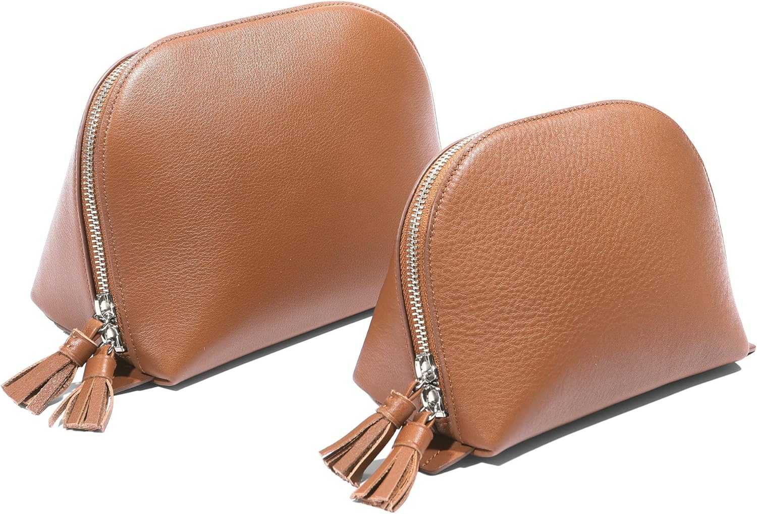 Leatherology Cognac Clamshell Makeup Bag Set