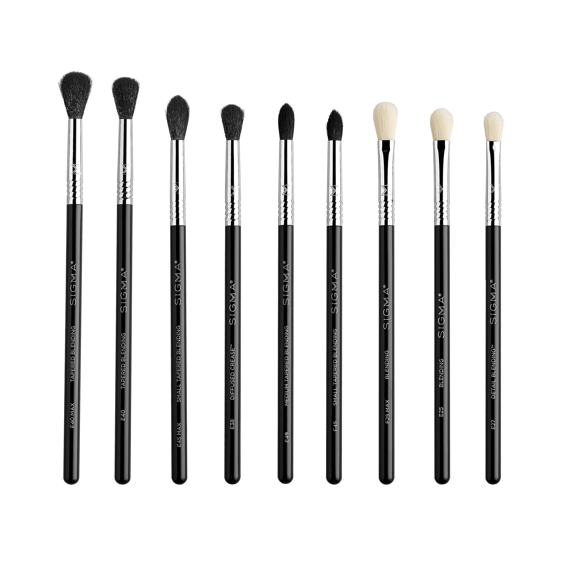Sigma Beauty Essential Makeup Brushes Set – Professional Grade Makeup Brush Set with Premium Fibers and Sleek, Durable Handles for Face & Eyes, Includes 12 CK001 Black Makeup Brushes