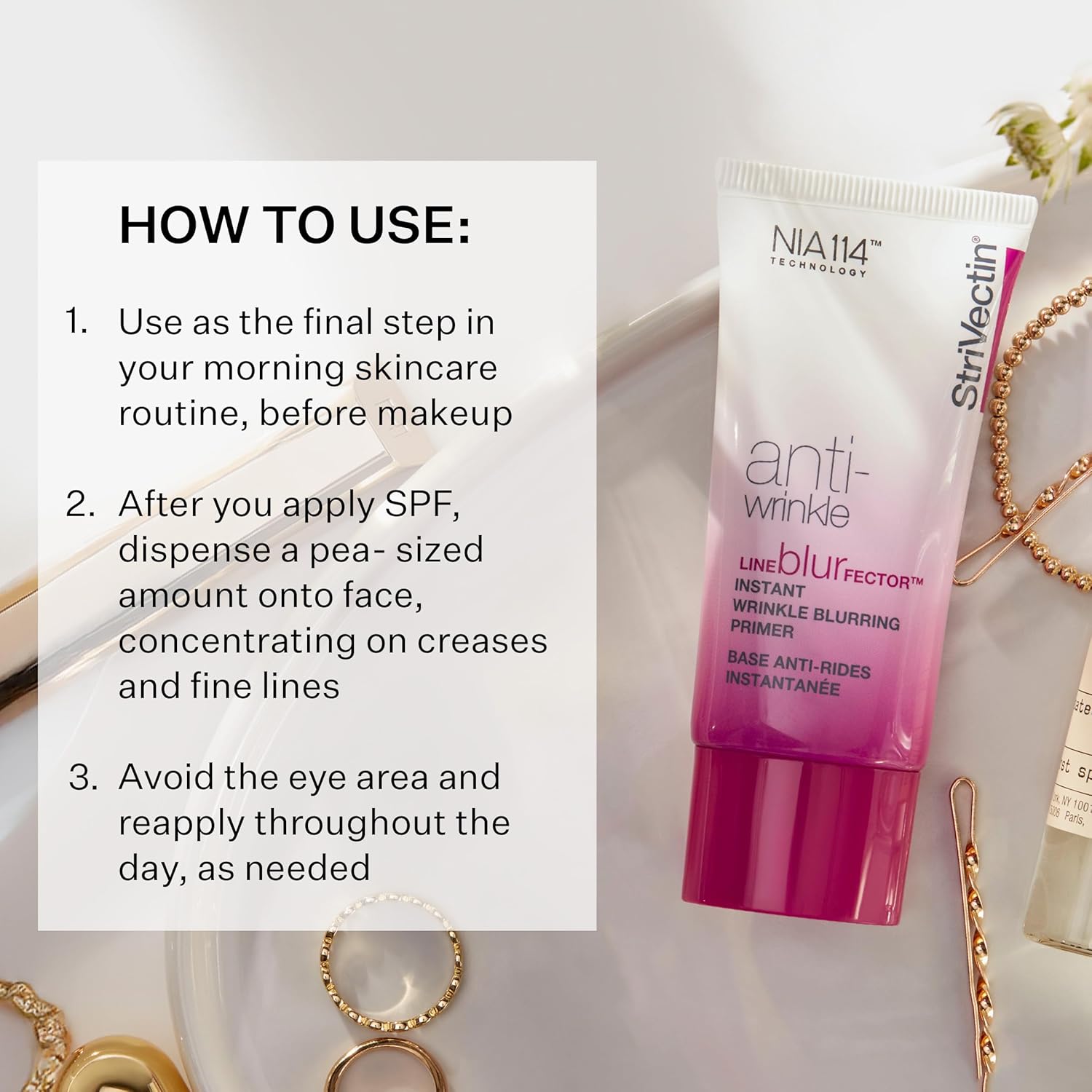 StriVectin Line BlurFector™ Instant Wrinkle Blurring Primer, Skin Primer to help blur and fill the look of wrinkles, Makeup Primer for Smooth Skin, 1 oz.