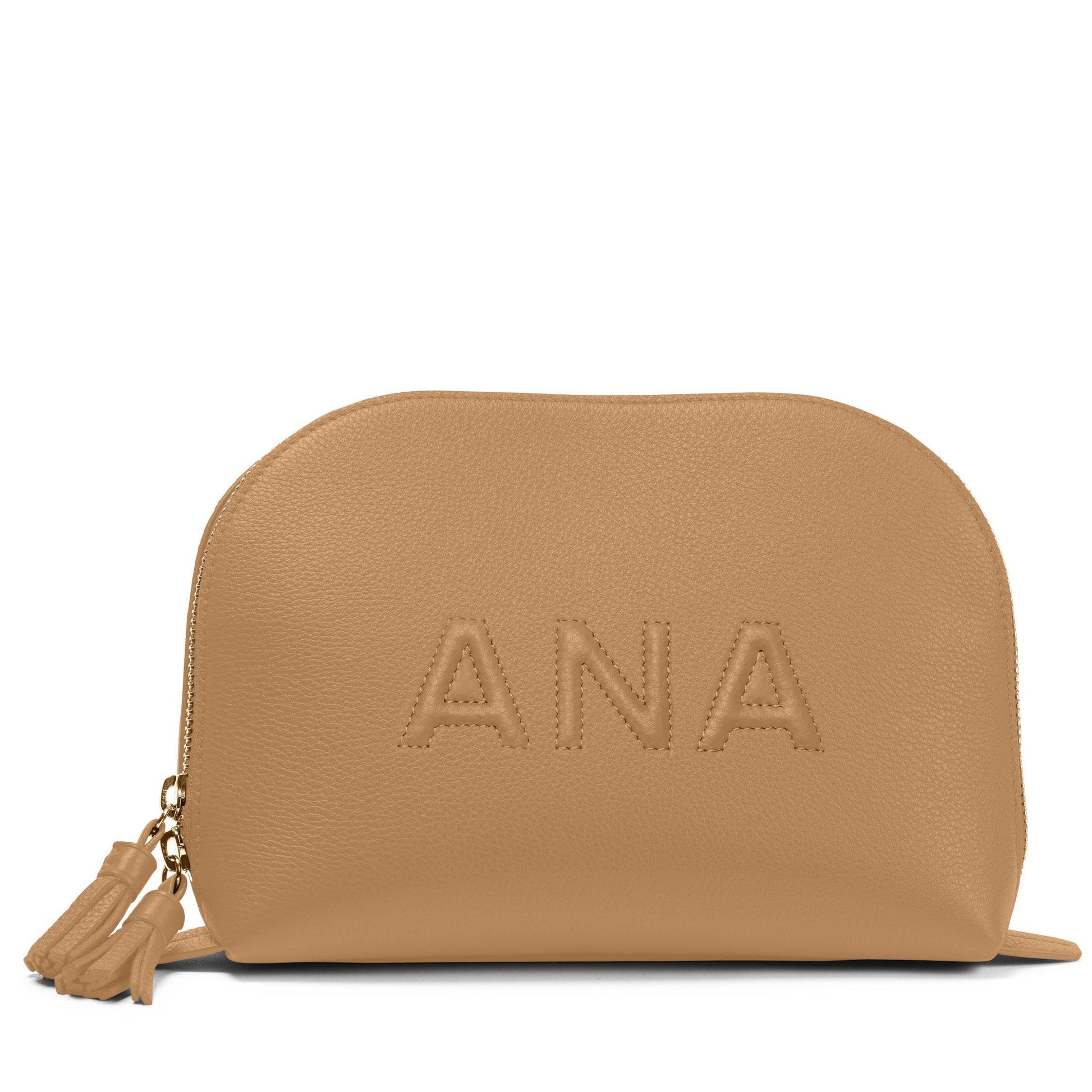 Leatherology Cognac Clamshell Makeup Bag Set