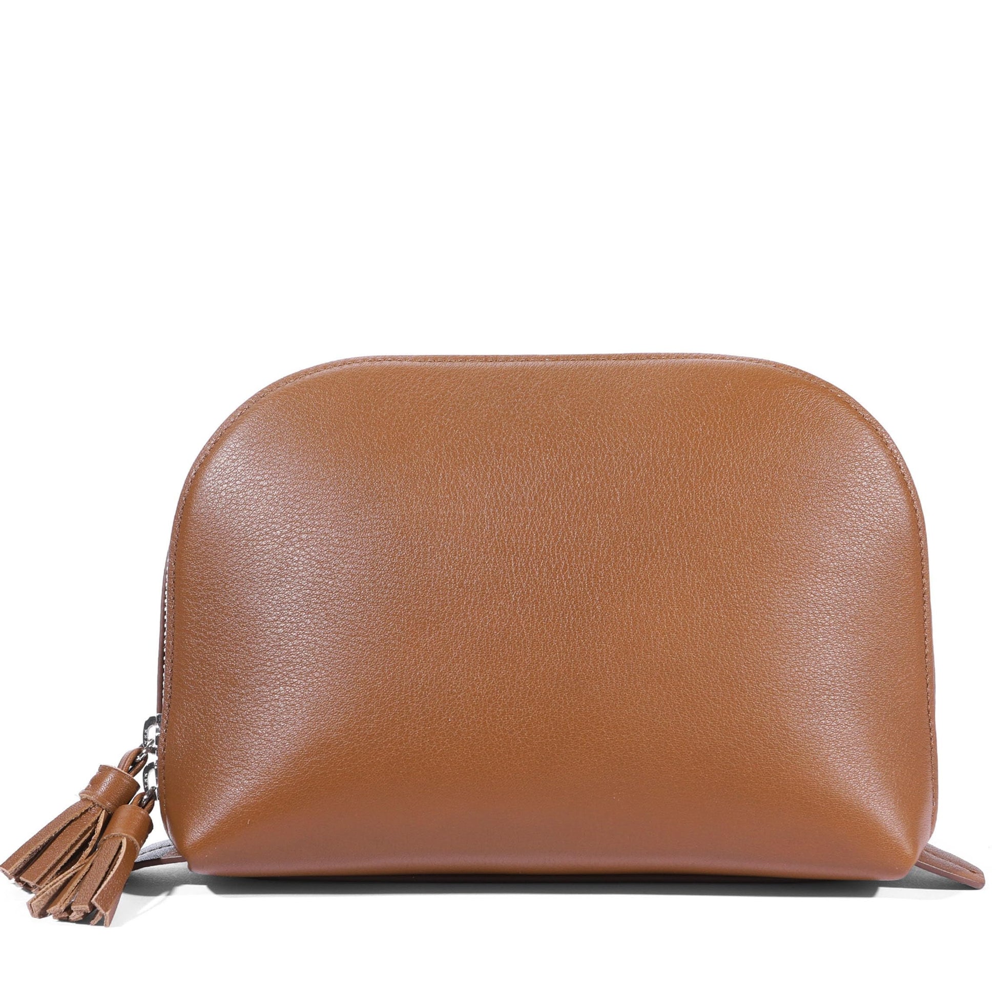 Leatherology Cognac Clamshell Makeup Bag Set