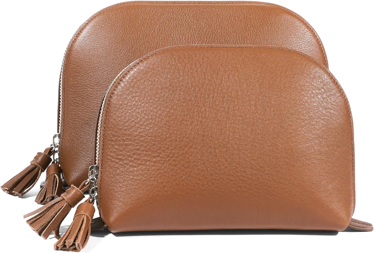 Leatherology Cognac Clamshell Makeup Bag Set