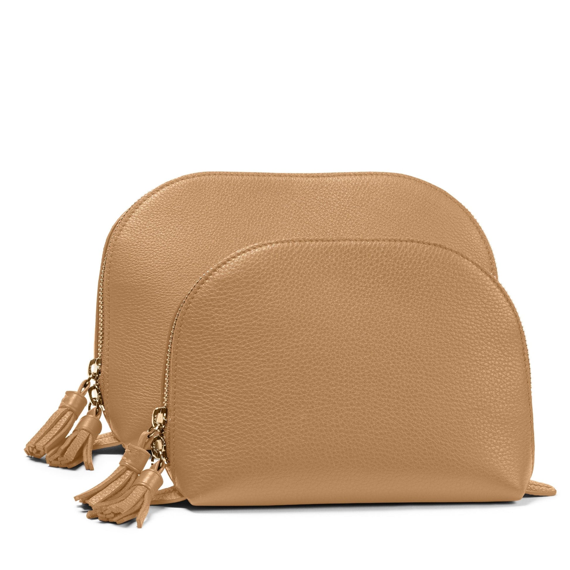 Leatherology Cognac Clamshell Makeup Bag Set